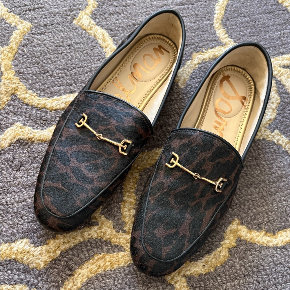 Leopard Print Loafers with Gold Detail